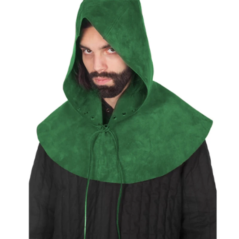 Средневековый плащ с капюшоном викингов накидка из искусственной кожи для