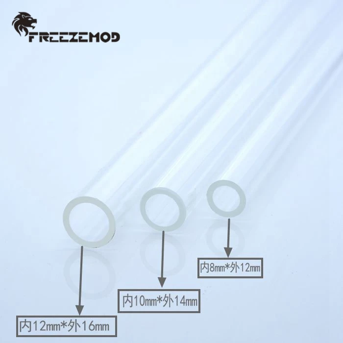 Фото Прозрачная акриловая жесткая трубка FREEZEMOD 500 мм ПЭТГ, жесткая трубка OD 12 мм/14 мм/16 мм для системы водяного охлаждения №1