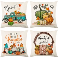 2022autumn harvest pumpkin car thanksgiving decor pillow cover 45cm linen cushion cover fall farmhouse grateful throw pillowcase