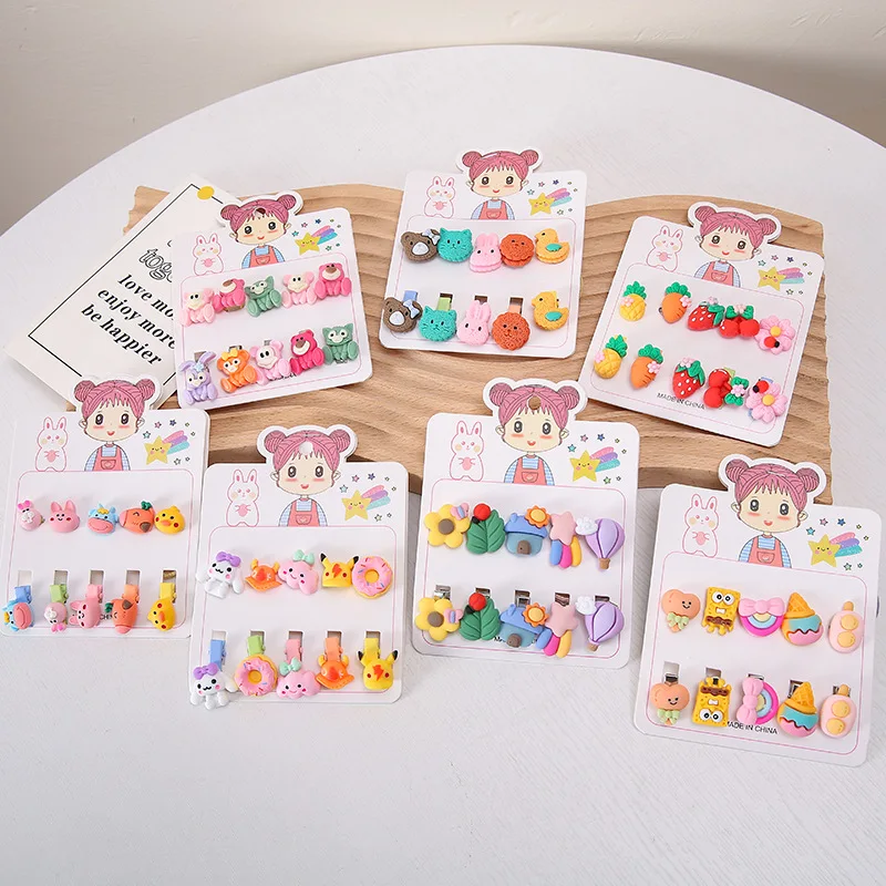 

Girls Cartoon Animal Fruit 5Pcs Hairpins Children Sweet Hair Clips Barrettes Headband Kids Fashion 5Pcs Hair Rope Accessories