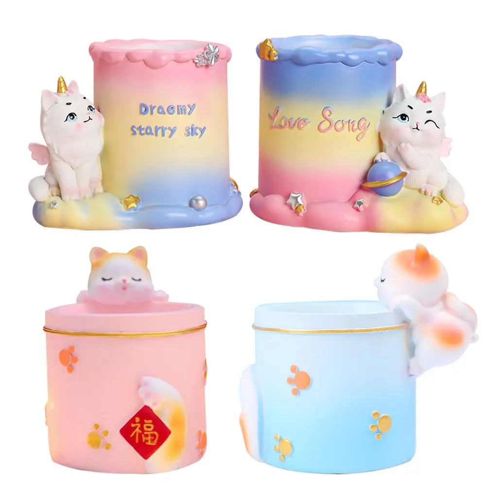 

Деревянный креативный мультяшный держатель для ручек с котом, держатель для карандашей для нового года, украшение для офиса