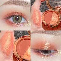 elecool double color eye shadow palette portable eye makeup plate waterproof lasting shimmer metallic eyeshadow korean cosmetics