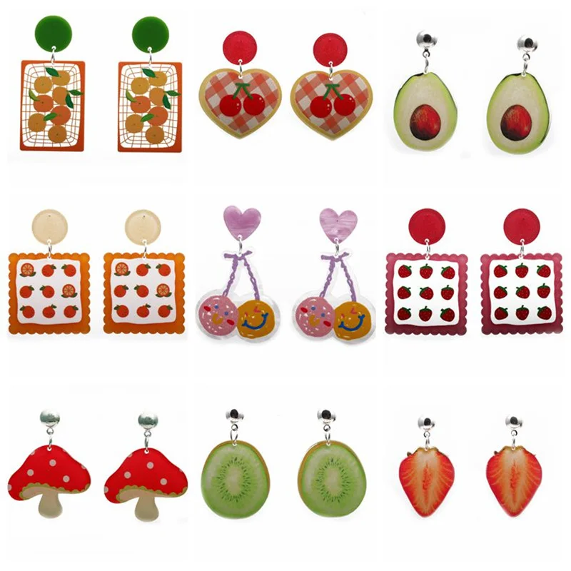 

New Fashion Fruit Series Acrylic Earrings Acrylic Material Simple Style Earrings Gifts Daily Life Party for Women Gifts