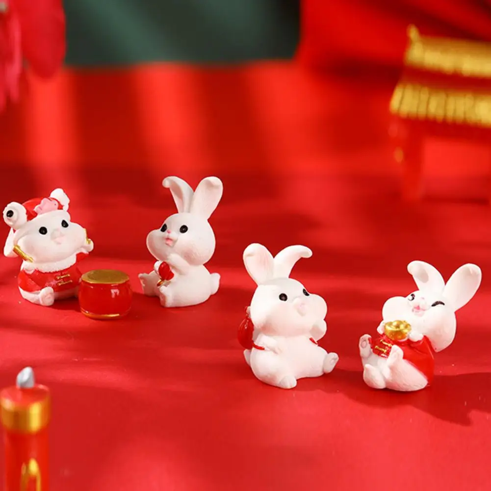 

Hot！2/3Pcs Adorable Fine Workmanship Decorative Animal Lucky Bunny Model Figures Toy New Year Ornament Rabbit Figures for Gift