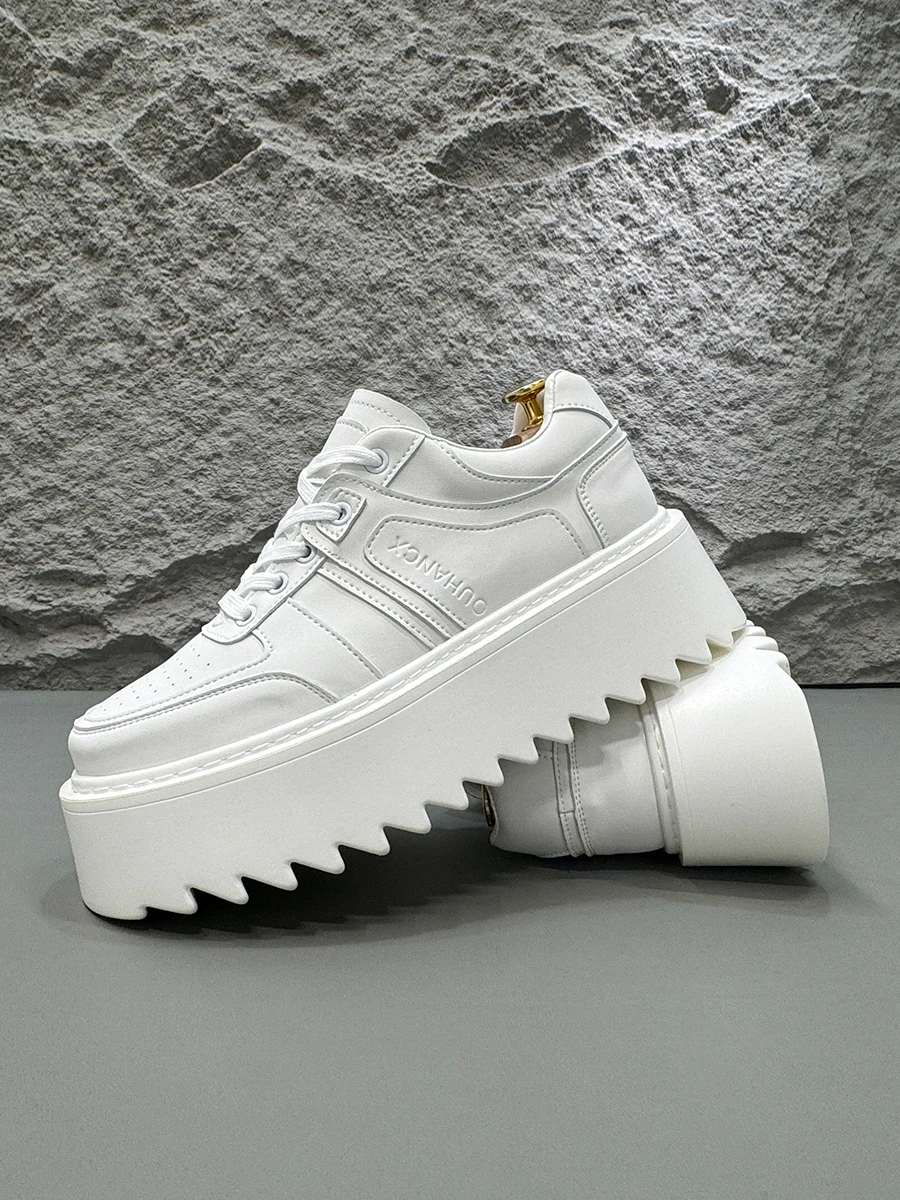 Белые туфли на толстой подошве. Мужские осенне-зимние 2023. Новые платформе. Туфли