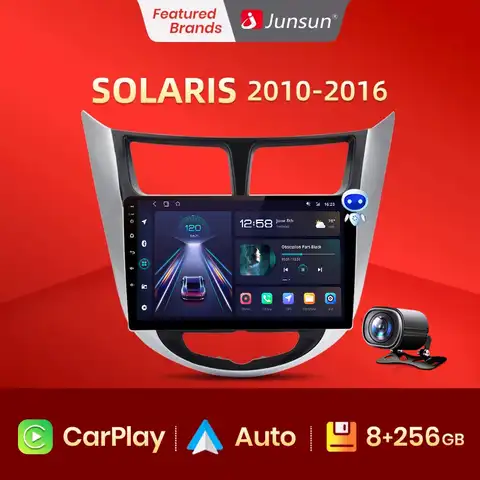 Junsun V1 AI Голосовое CarPlay Автомагнитола Магнитола Мультимедиа автомобиля для хендай солярис акцент Hyundai Solaris Accent i25 2010-2016 Android auto 4G GPS трекер нави...
