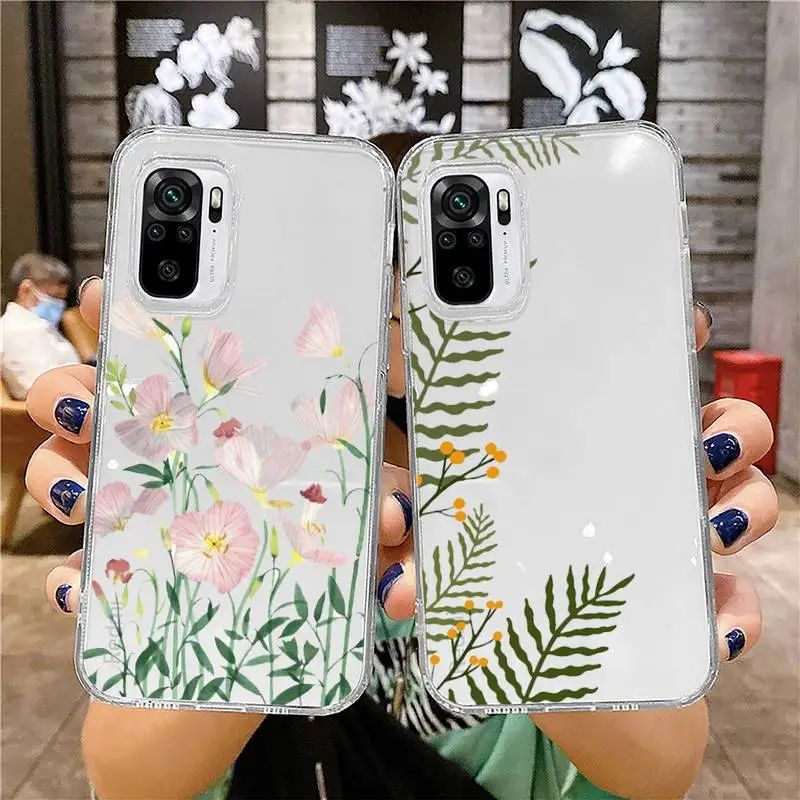 

Flower bud art pattern Phone Case Transparent for Xiaomi redmi note x f poco 10 11 9 7 8 3 i t s pro cover shell coque