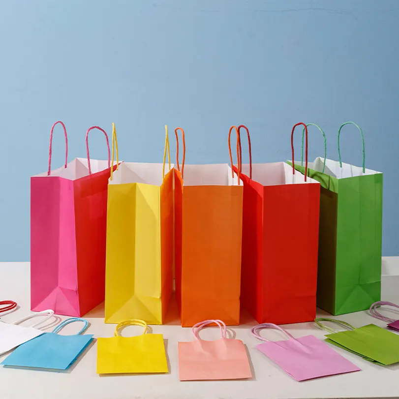 

Kraft Paper Bags Colorful Small Paper Gift Bags With Handles Bulk Paper Shopping Bags Kraft Bags Party Bags Pink Gift Bags