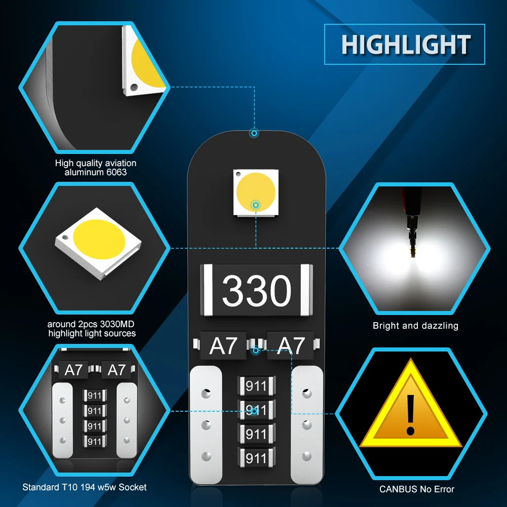 10x Canbus T10 W5W светодиодные лампы внутренние для чтения Renault Duster Megane 2 3 Logan Clio Fluence Captur