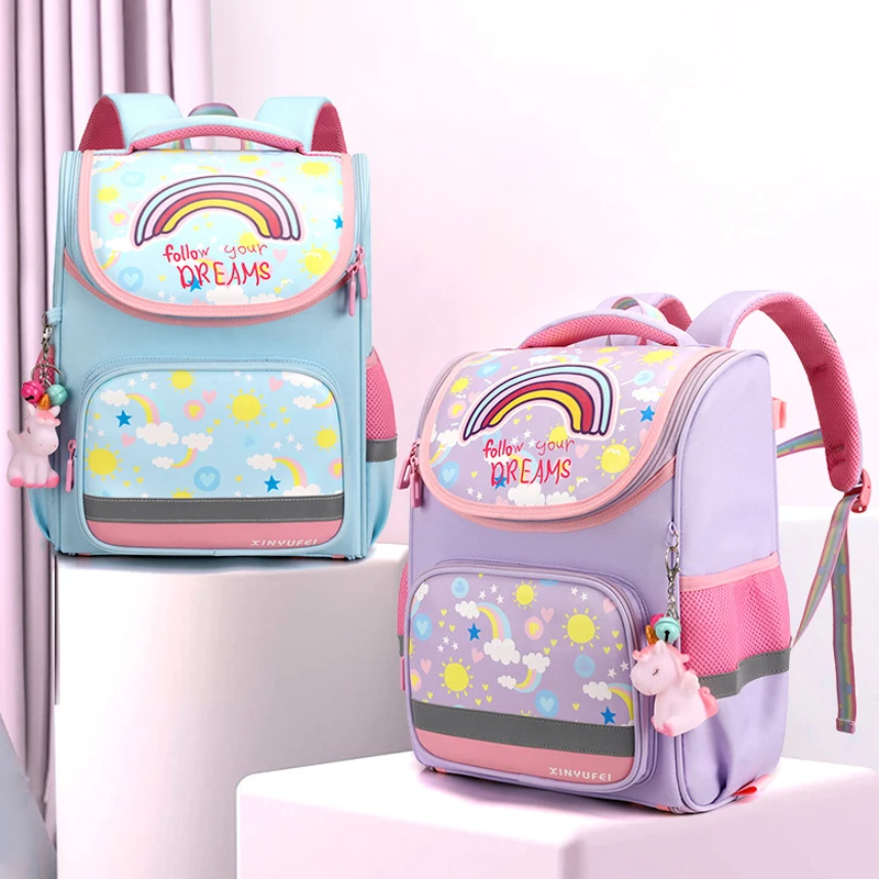 Girls' School Backpack Children School Bag Rainbow Cute Princess Primary Backpack For Teenagers Girls Schoolbag Mochila Infantil