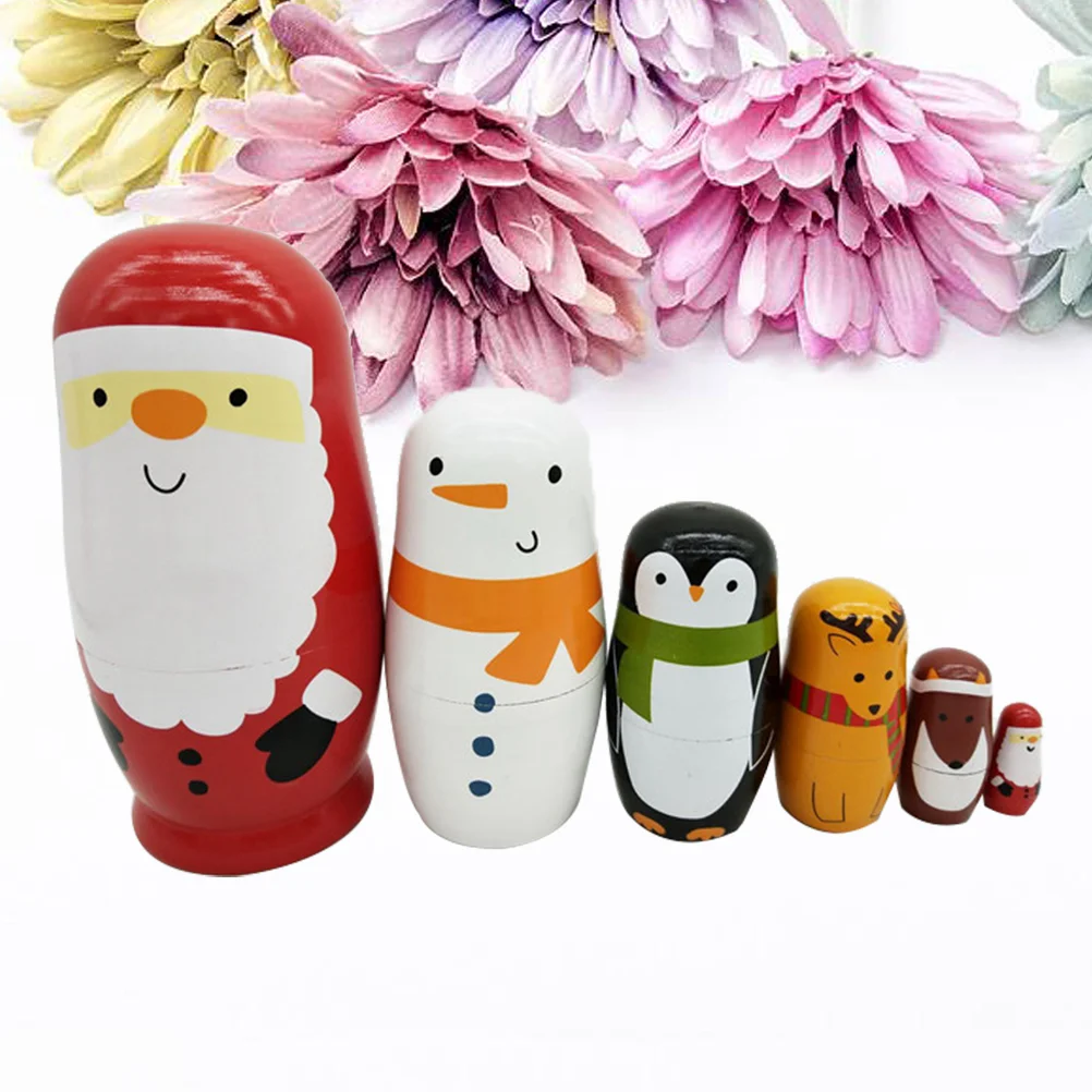 

Гнездо российского дерева деревянные игрушки Toyskids Babushka Рождественский подарок на Рождество Хэллоуин рука для мальчиков чистый Пингвин взр...