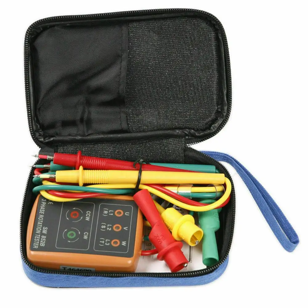 Newest SM852B 3 Phase Sequence Rotation Tester LED Indicator Detector Checker Meter(Without Battery)