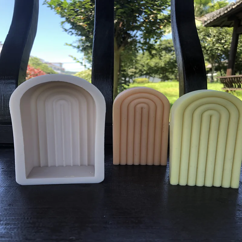 New Geometric Rainbow Arch Candle Mould DIY Home Plaster Aromatherapy Silicone Mold resin mold | Дом и сад