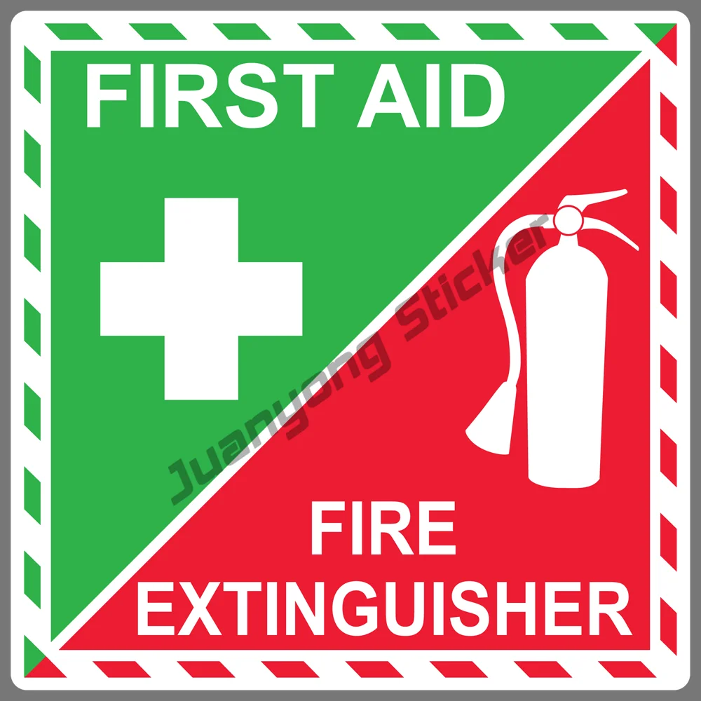 

First Aid Fire Extinguisher Inside Vinyl Sticker Decal Emergency Safety Kit Cover Scratches Sunscreen Decal Accessories Decor