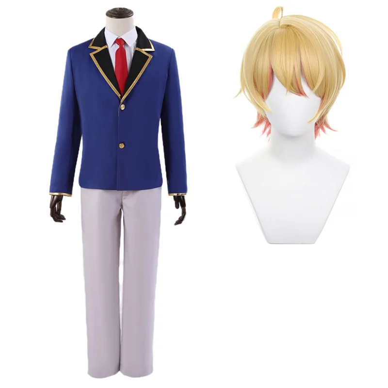 

HOLOUN OSHI NO KO Anime Akua Hoshino Cosplay Costume Wig Aqua School Uniform Daily Wear Shirt Pink Red Synthetic Fiber