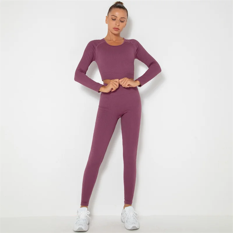 

Yoga Set Workout Seamless Women's Sportswear Gym Clothing Sports Suits Fitness Short Sleeve Crop Top High Waist Running Leggings