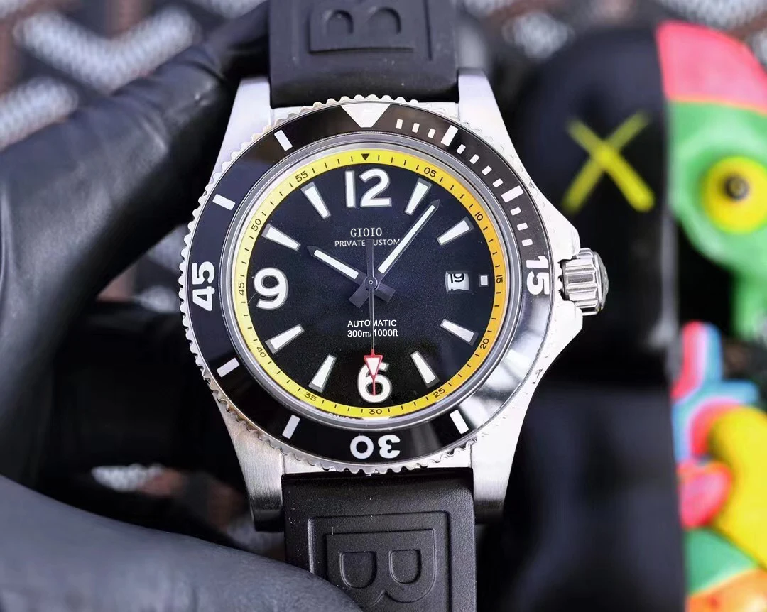 

Mens Automatic Mechanical Watch Blue Black Ceramic Rubber