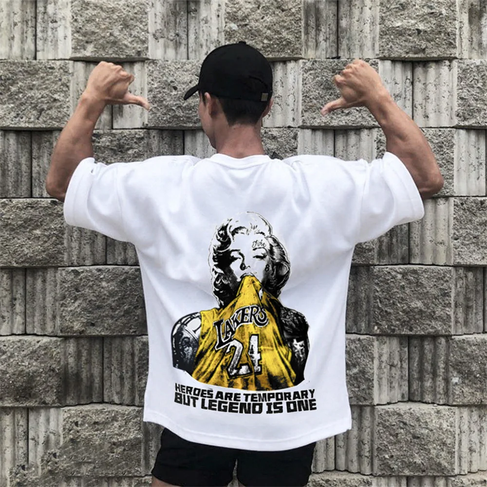 

Men Running Workout Loose Shirt Male Jogging Training Short Sleeve Sports Cotton T-shirt Gym Fitness Tees Tops Summer Clothing