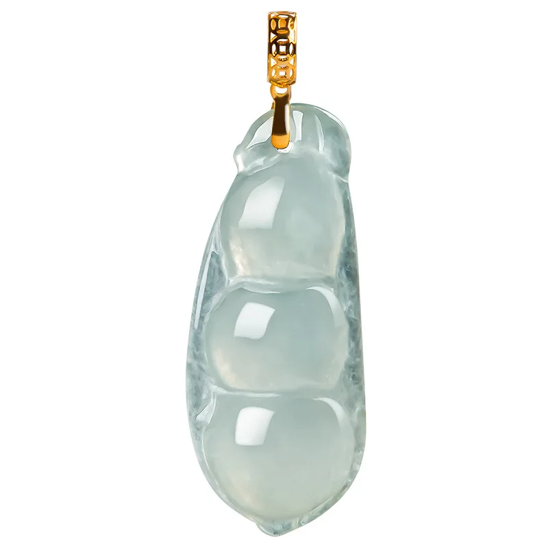 

Burmese Jade Beans Pendant Pendants Necklaces Necklace Man Luxury Gemstone Talismans White Emerald Jadeite Natural 925 Silver