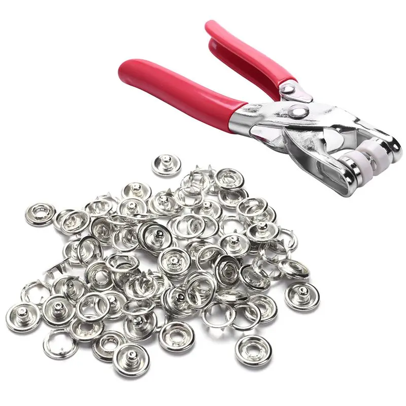

Pliers With 20 Sets Snap White Copper Snap Buttons Claw Buckle Installation Tool Rivet Children's Clothing Buttons