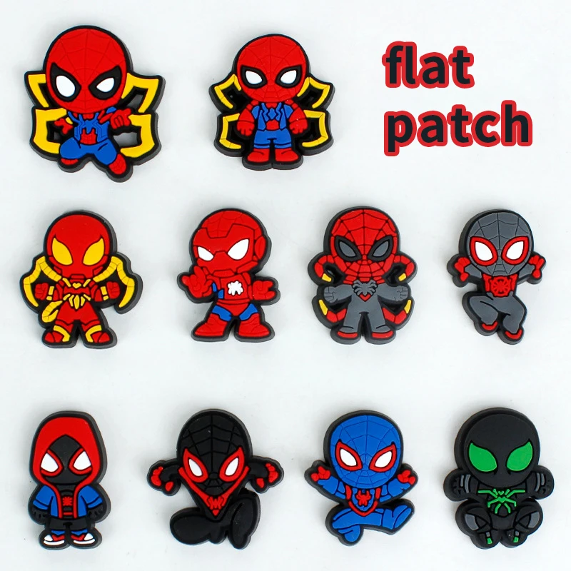 

Cute Marvel Anime Figure Flat Patch Accessories PVC 1pcs Spider-Man Cartoon Slippers Souvenir Decoration Kids X-mas Party Gift