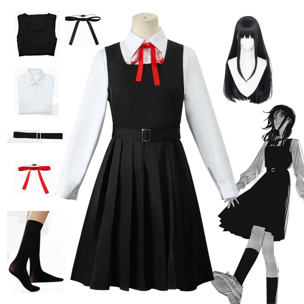 

Аниме бензопила мужской косплей Mitaka Asa костюм платье Черный Красный галстук женская униформа одежда на Хэллоуин