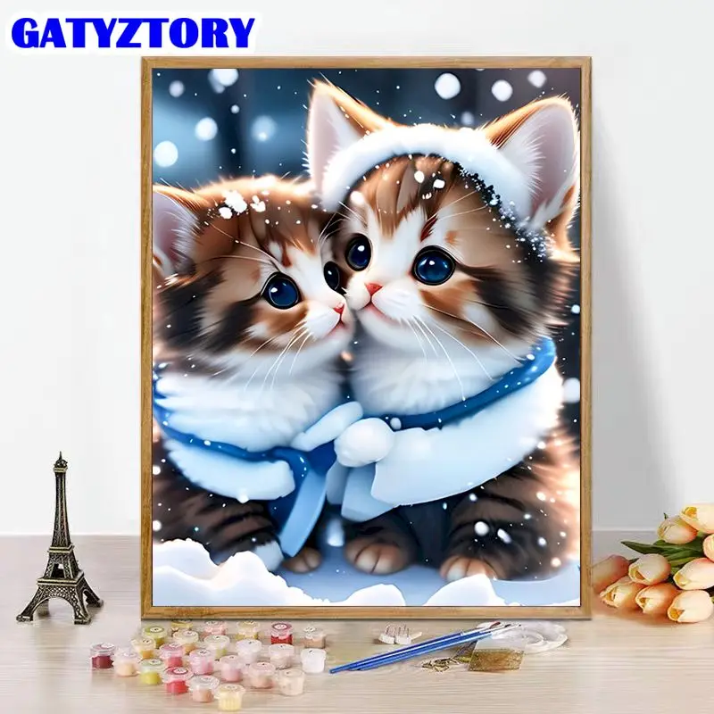 

GATYZTORY Diy Frame Paint By Number Cat Animal For Adults Children Picture By Numbers Acrylic Paint On Canvas Home Decor