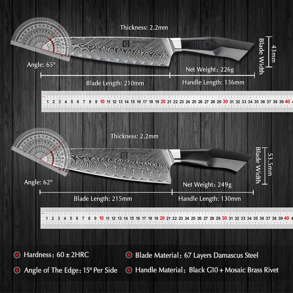 XINZUO 5 шт. набор универсальных ножей Santoku для резьбы повара Janpanse дамасская сталь G10