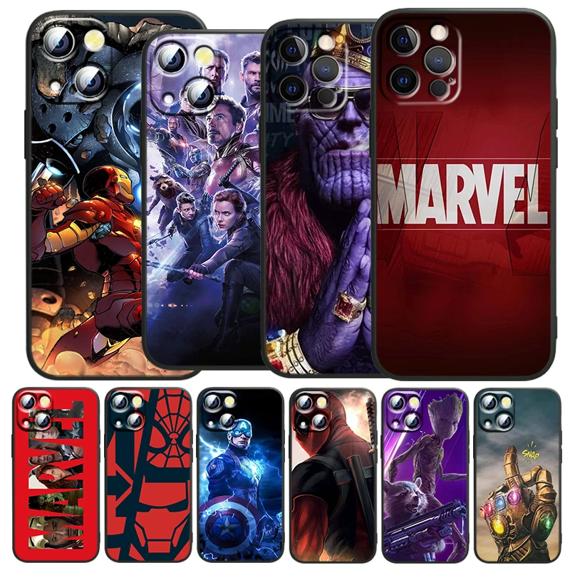 

Marvel Avengers for Apple iPhone 13 12 Mini 11 XS Pro Max X XR 8 7 6 Plus SE 2020 5 Black Soft Silicone Phone Case Funda Capa