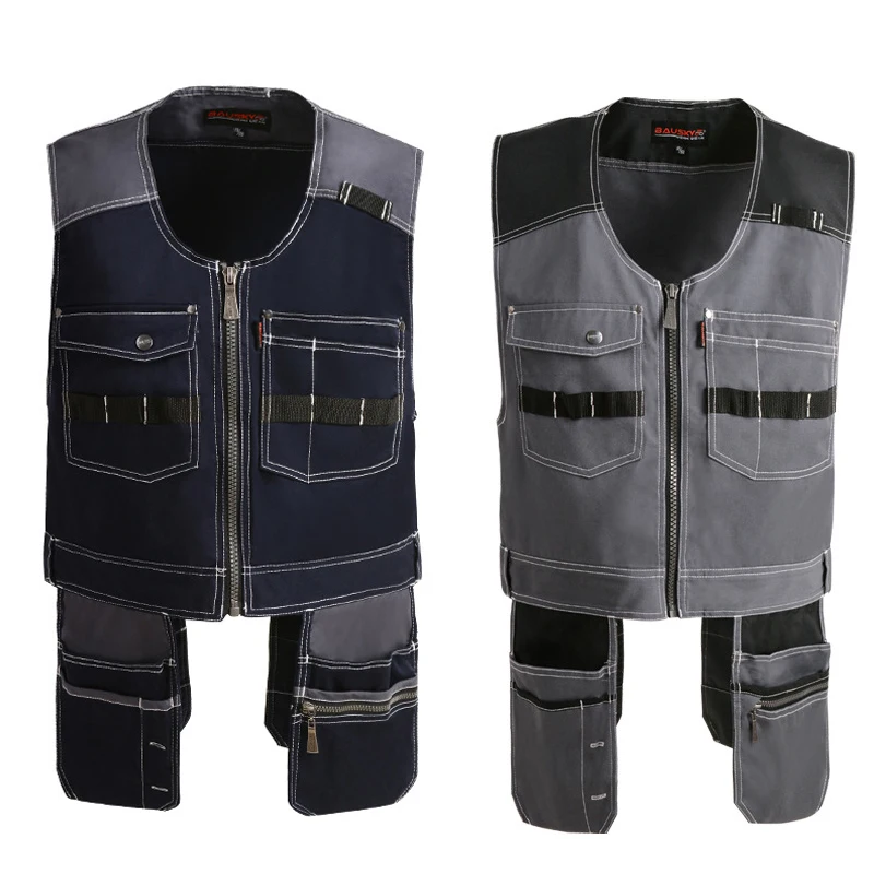 Men Work Vest Safety Clothing Multi-pockets Tool-Vest Multi Functionnal Photographer Carpener Mechanic Workwear Tops
