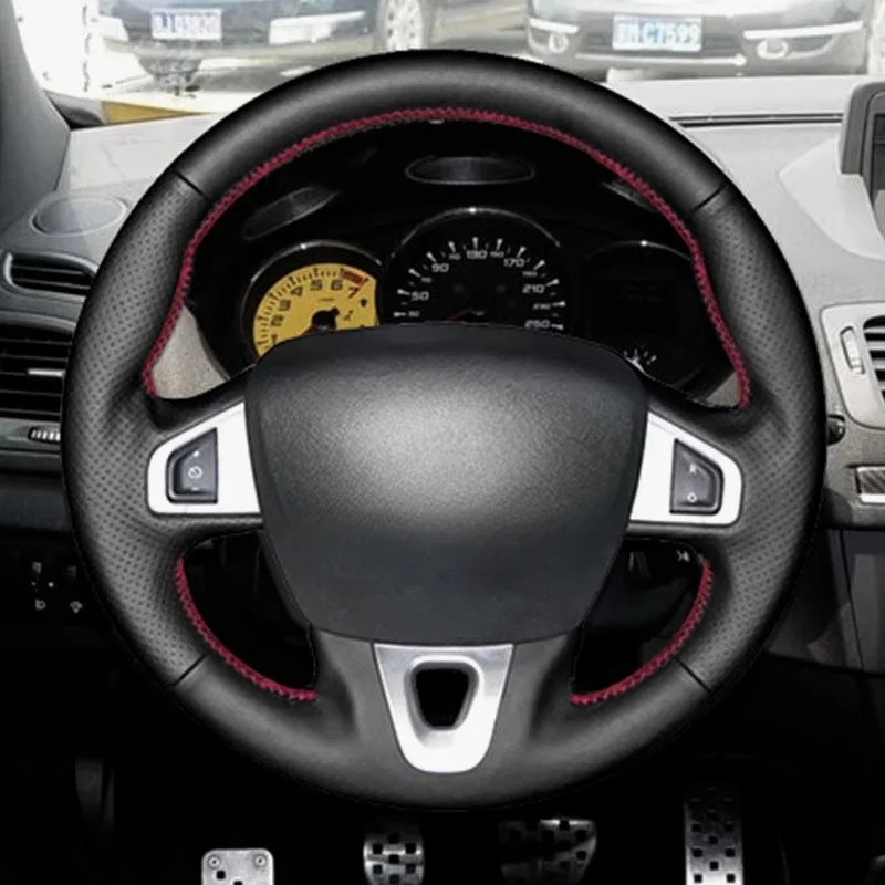 

Автомобильный чехол на руль с кожаной отделкой для Renault Megane 3 2008-2016 Scenic 3 Kangoo 2 Fluence (ZE) Samsung SM3 Nissan NV250