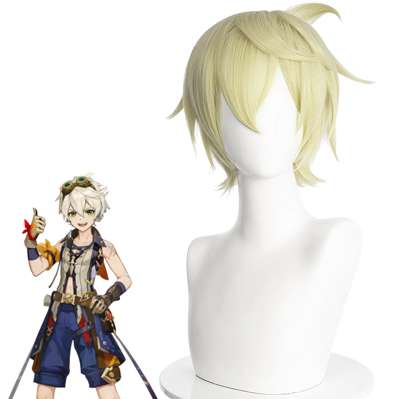 

Bennett Wig Game Genshin Impact Cosplay Golden Short Heat Resistant Synthetic Hair Pelucas Anime Costume Role Play Wigs