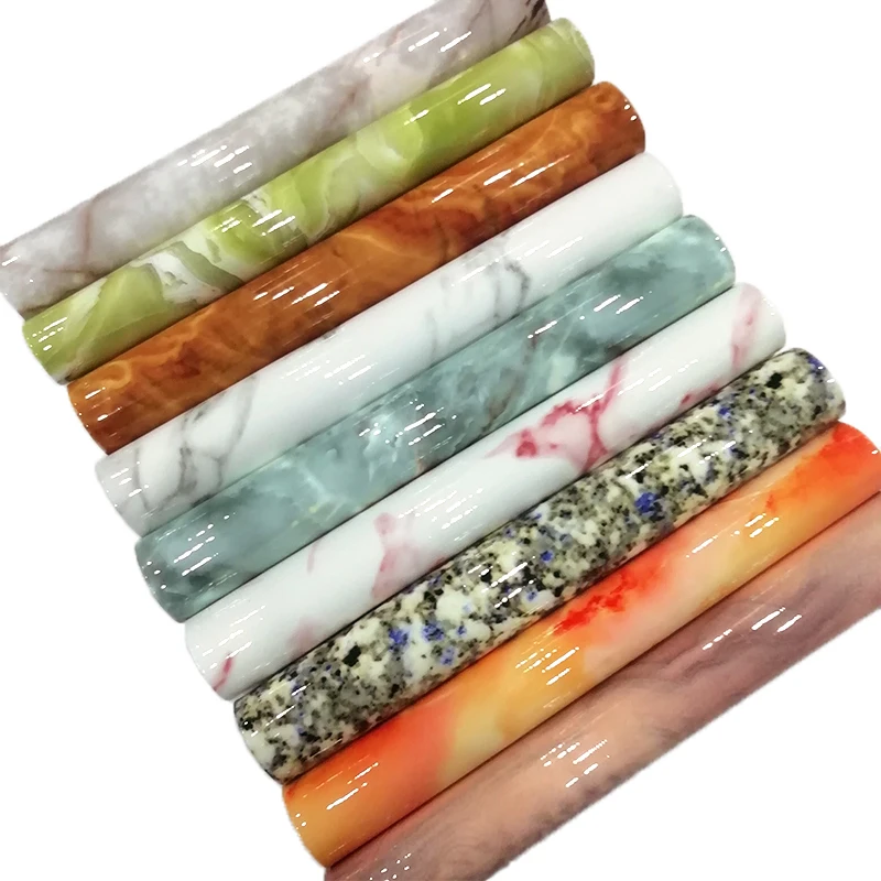 

XHT Marble Grain Smooth Glossy Printed PU Faux Leather Fabric Sheet for Making Shoe/Bag/Wallpaper/Cover 30*135CM