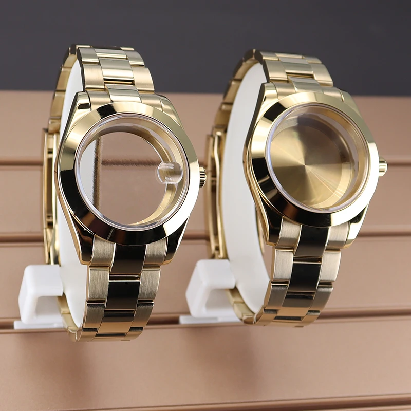 36mm 40mm Gold Men's Watch Case Strap Sapphire Crystal Glass For Oyster Air King nh34 nh35 nh36 Miyota 8215 Movement 28.5mm Dial