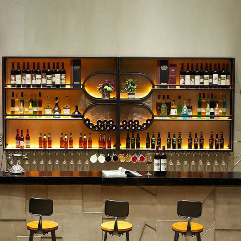 

Black Display Wine Racks Storage Wall Modern Restaurant Wine Cabinet Restaurant Commercial Mueble Para Vinos Bar Furniture