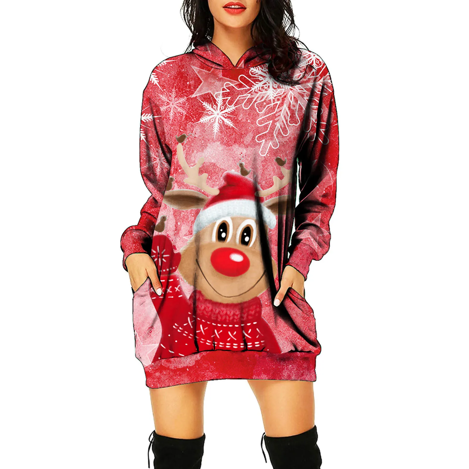 

Осенняя Женская рождественская универсальная толстовка с 3D принтом лося, Повседневная Толстовка в стиле Санта-Клауса, Харадзюку, свободная пикантная Женская толстовка Y2K