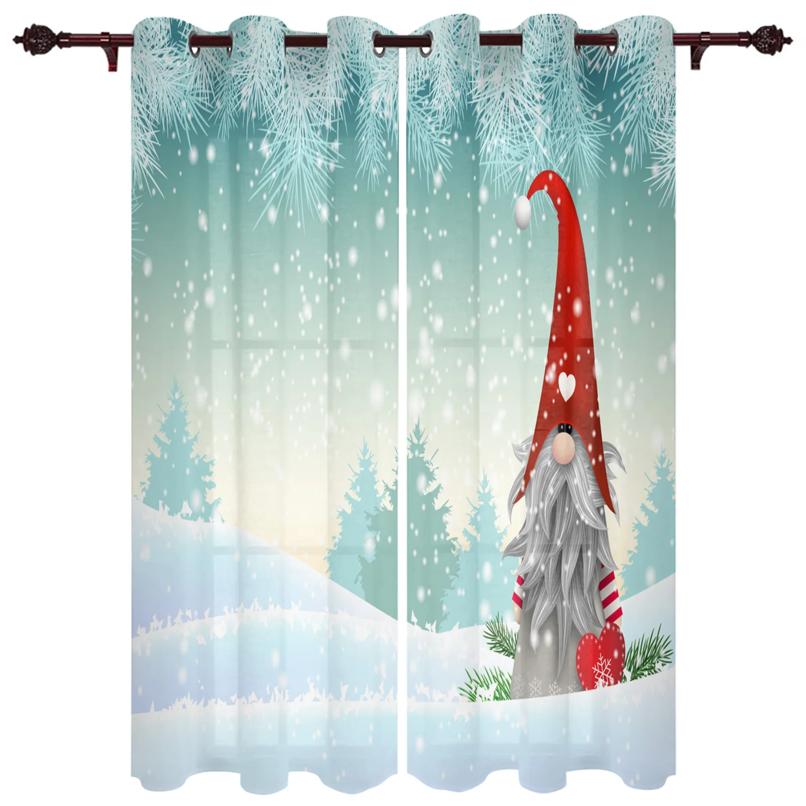 

Рождественский ландшафт, снежинка, карликовая оконная занавеска, Рождественский домашний декор, занавеска для гостиной, спальни, кухни, зан...