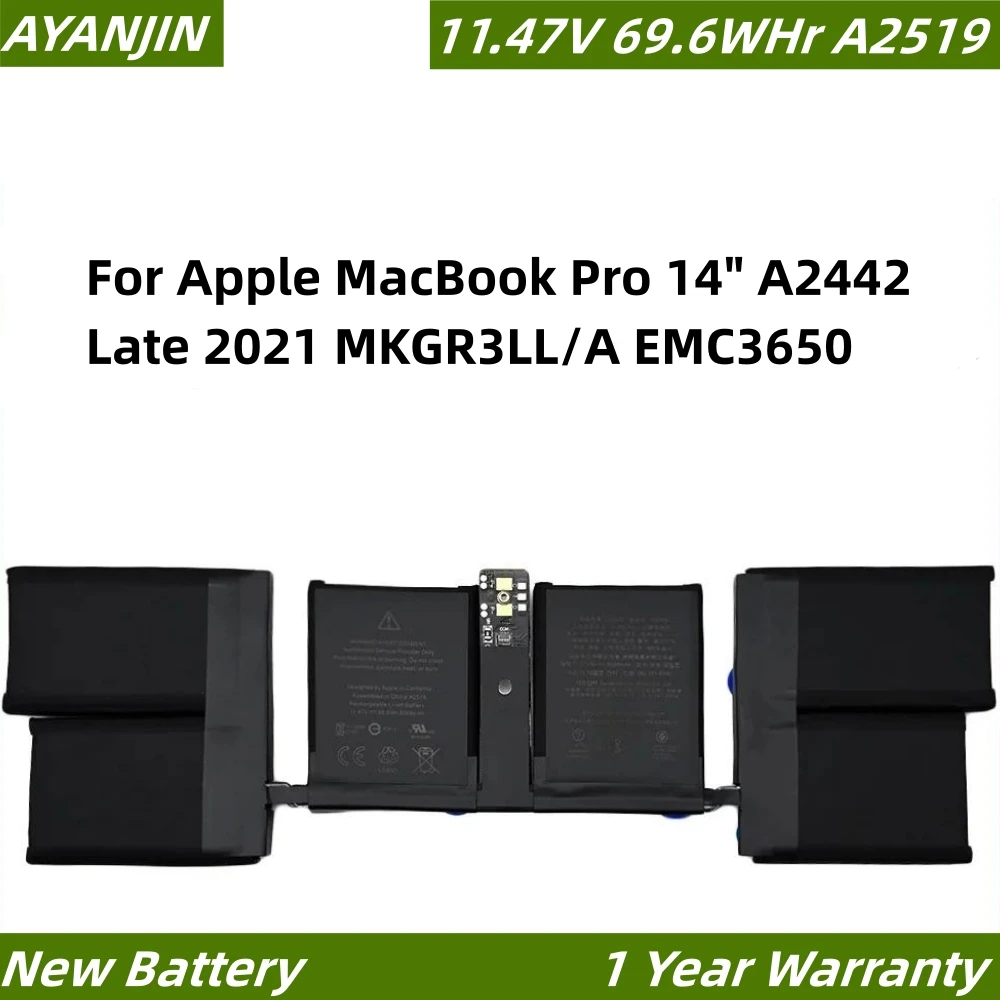 A2519 11 47 В 69 6 Втч/6068 мАч Аккумулятор для ноутбука Apple MacBook Pro 14 дюймов A2442 конец 2021