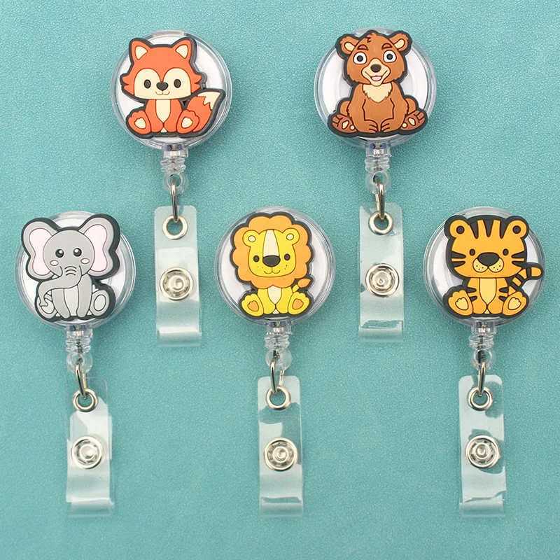 

Cute Color Forest Animal Style Badge Reel Nurse Workers Enfermera ID Holder Girl Boy Retractable Name Card Holder Accessory