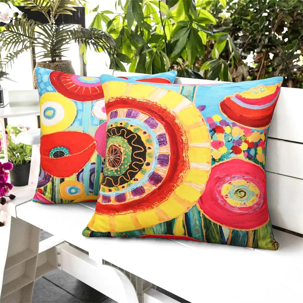 

4Pcs Decorative Throw Pillow Covers Pillowcase Flower Print Cushion Cover For Patio Garden Balcony (18x18inch)