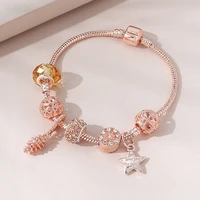 creative fashion hollow diamond women bracelet popular temperament five pointed star pendant geometric charm bracelet