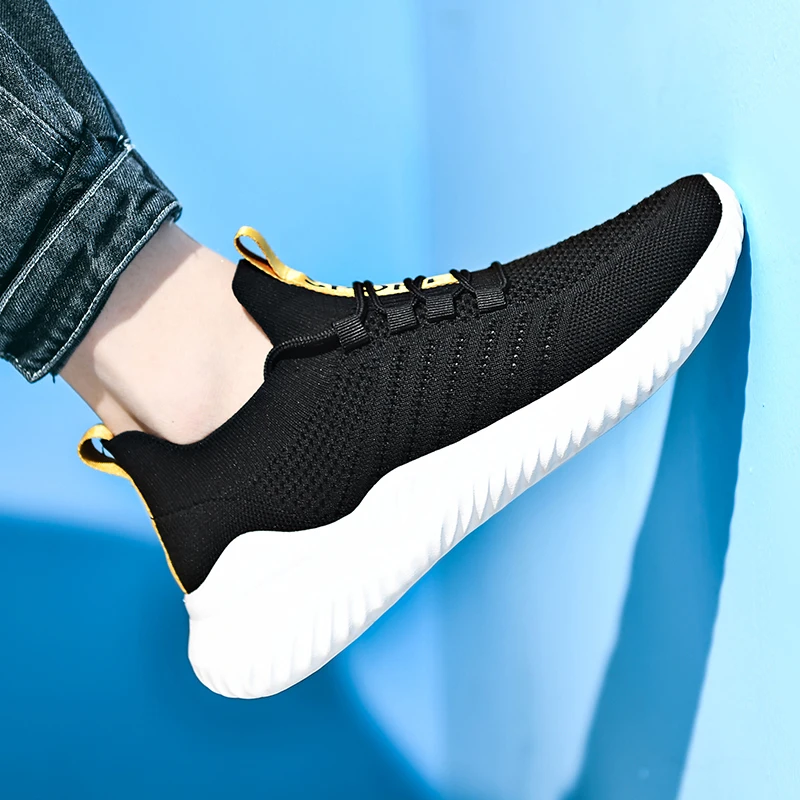 

Large Size 46 Flying Woven Breathable Sneakers Men's Casual Shoes with Cold Stick MD Sole Comfortable Sports Running Male Shoes