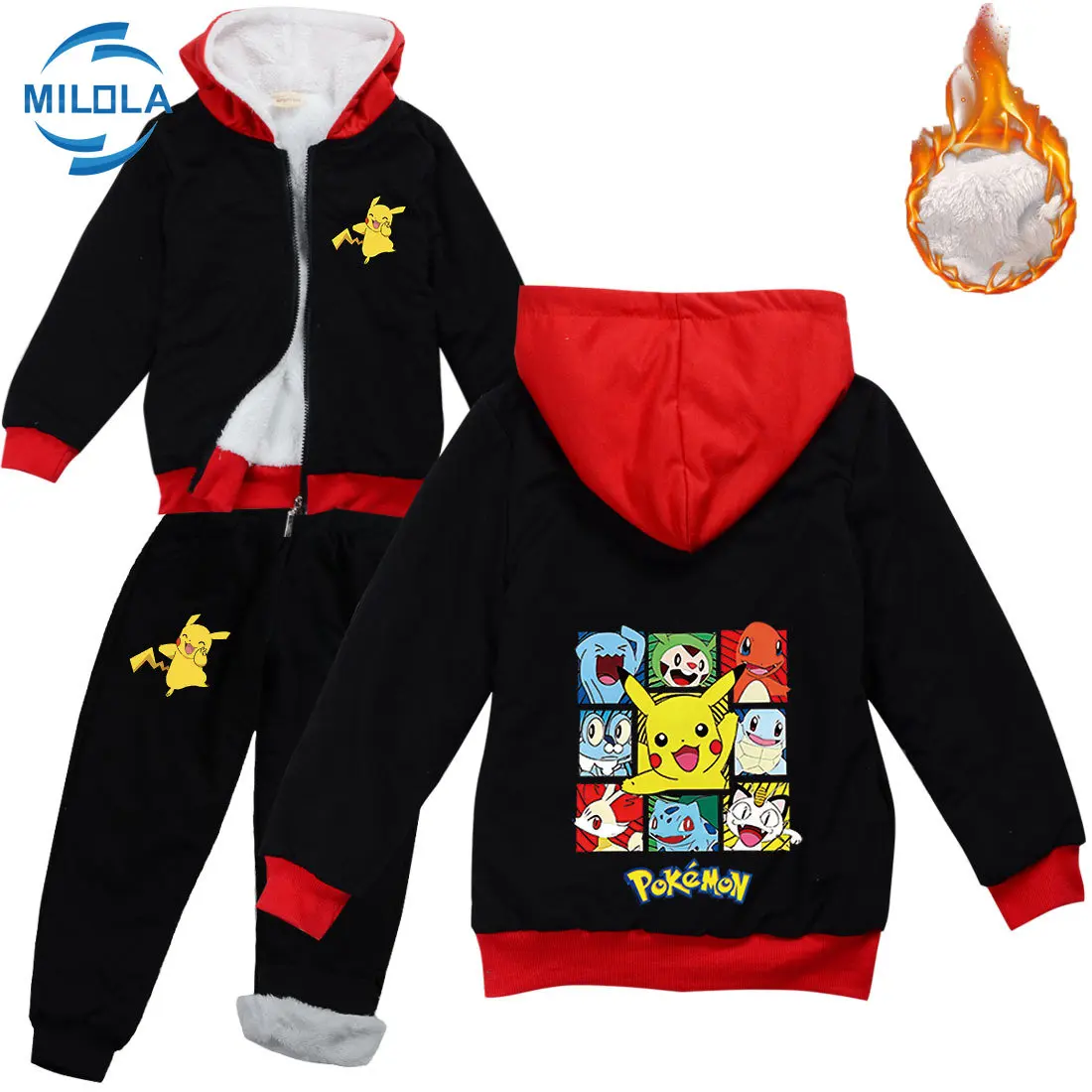 Покемон Пикачу Детский зимний комплект одежды для мальчиков и девочек младенцев из меха для снега для детей. Куртка и штаны. Подарки на Хэллоуин и День Благодарения.