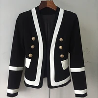 fashion 2022 designer blazer womens classic metal buttons blazerblack and white double breasted long sleeved jacket