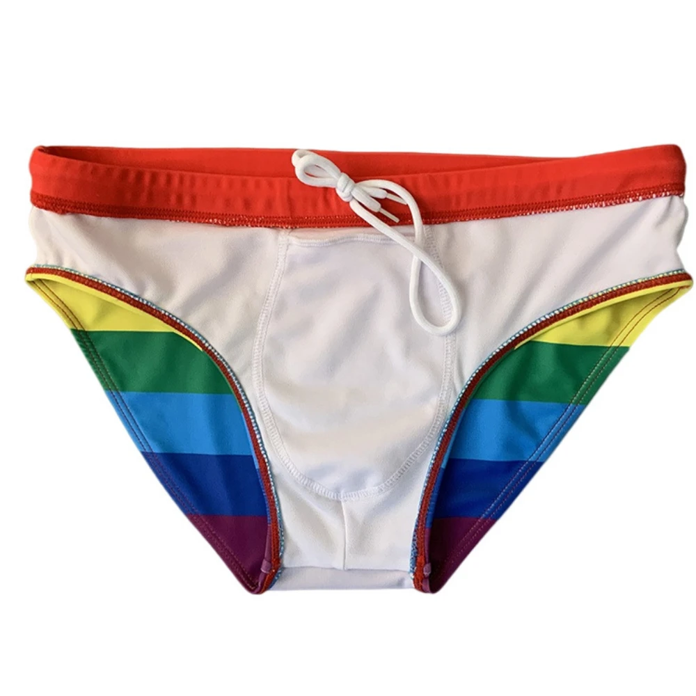 RainBow Swim Suit Wear Briefs Swimming Briefs Push-Up Low Waist SwimWear Casual Breathable Panties Male Surfing Trunks Men
