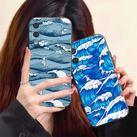 the big wave of kanagawa phone case for samsung galaxy m11 m12 m10 m20 m22 m30 m32 m51 silicone cover coque soft black