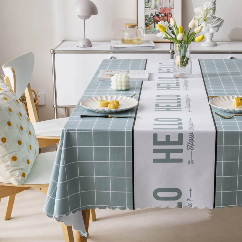 

Modern Checked Single Sided Printed Tablecloth Waterproof Oil Resistant Multiple Free Washes Exquisite Tablecloth