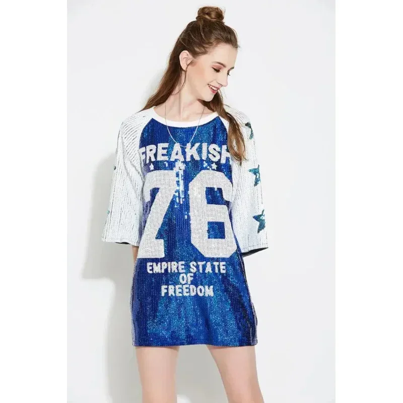 Новый женский костюм болельщика с блестками для джазовых танцев сексуальный в