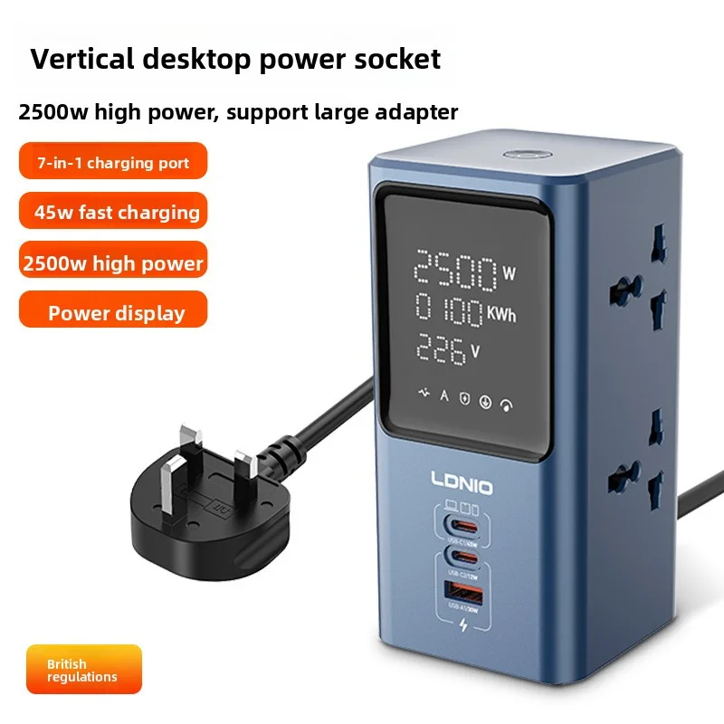 Вертикальная USB-розетка для ЖК-дисплея 45 Вт для домашнего и офисного использования, мощная регулируемая многофункциональная зарядная розетка AC100-250 В (art.: 3920d260a5fce) - 3920d260a5fce