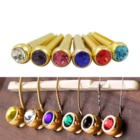 6x colourful acoustic guitar brass bridge pins slotted end peg crystal dot inlay guitar strings nail w crystal glass dot decor